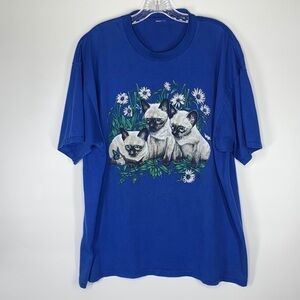 Vintage LSJ Siamese Cat Blue Tshirt 1995